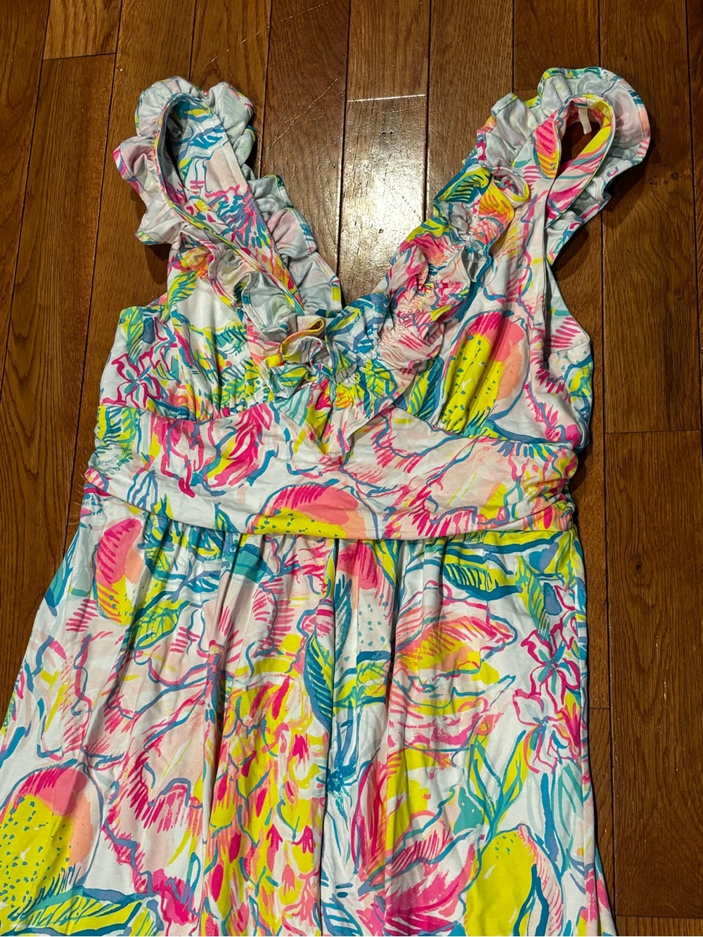 Lilly Pulitzer Bright Pink, Yellow & Blue Tropical Print Dress - Picture 3 of 8